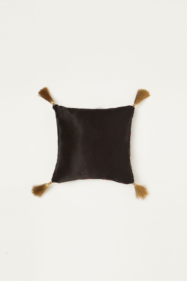 Darakht Black Velvet Ajrakh Square Cushion Cover