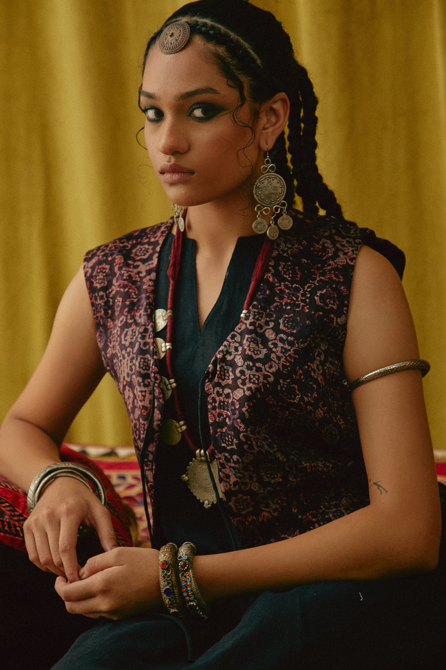 Reshmi Galeecho Ajrakh waistcoat