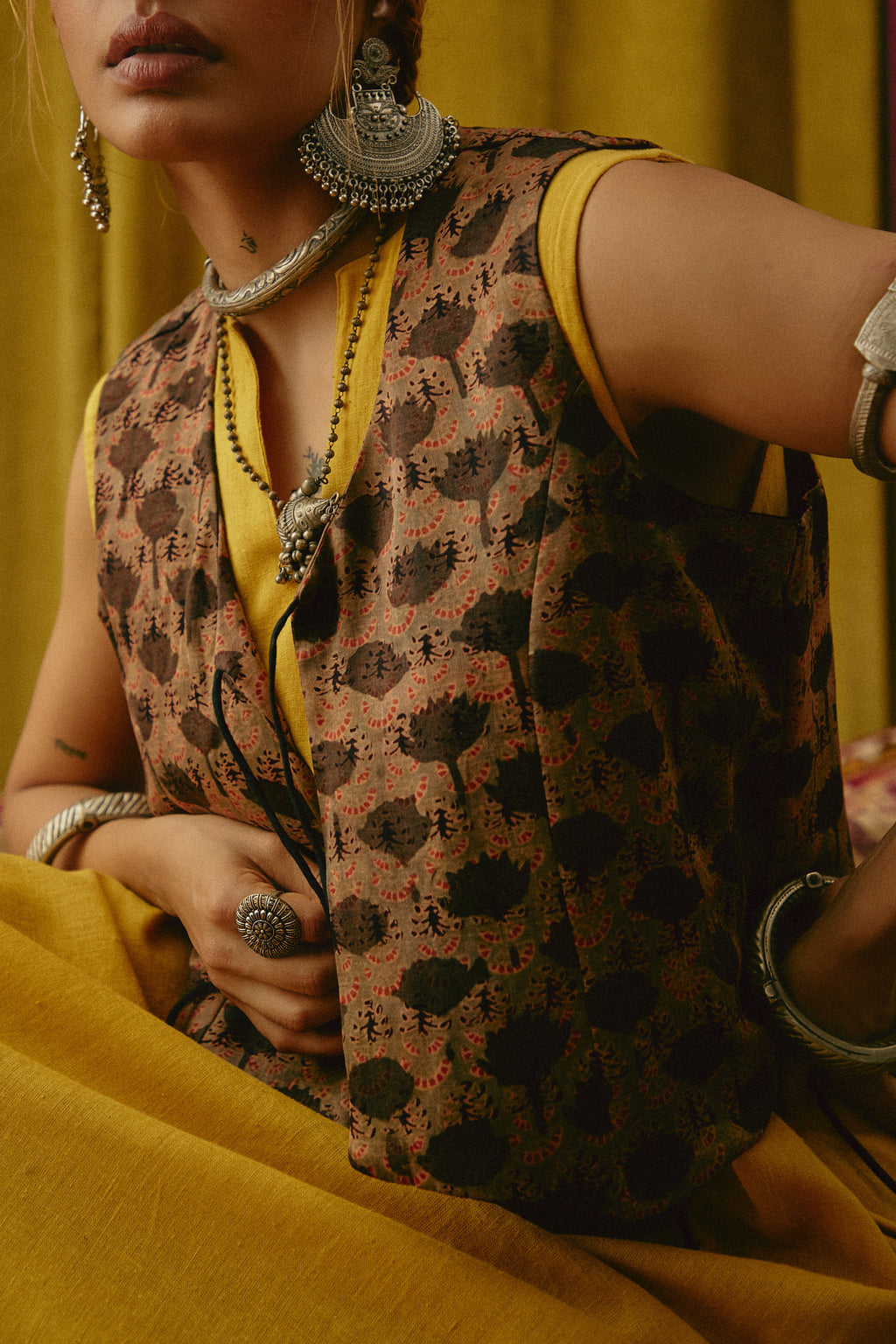 Reshmi Bagh Ajrakh waistcoat
