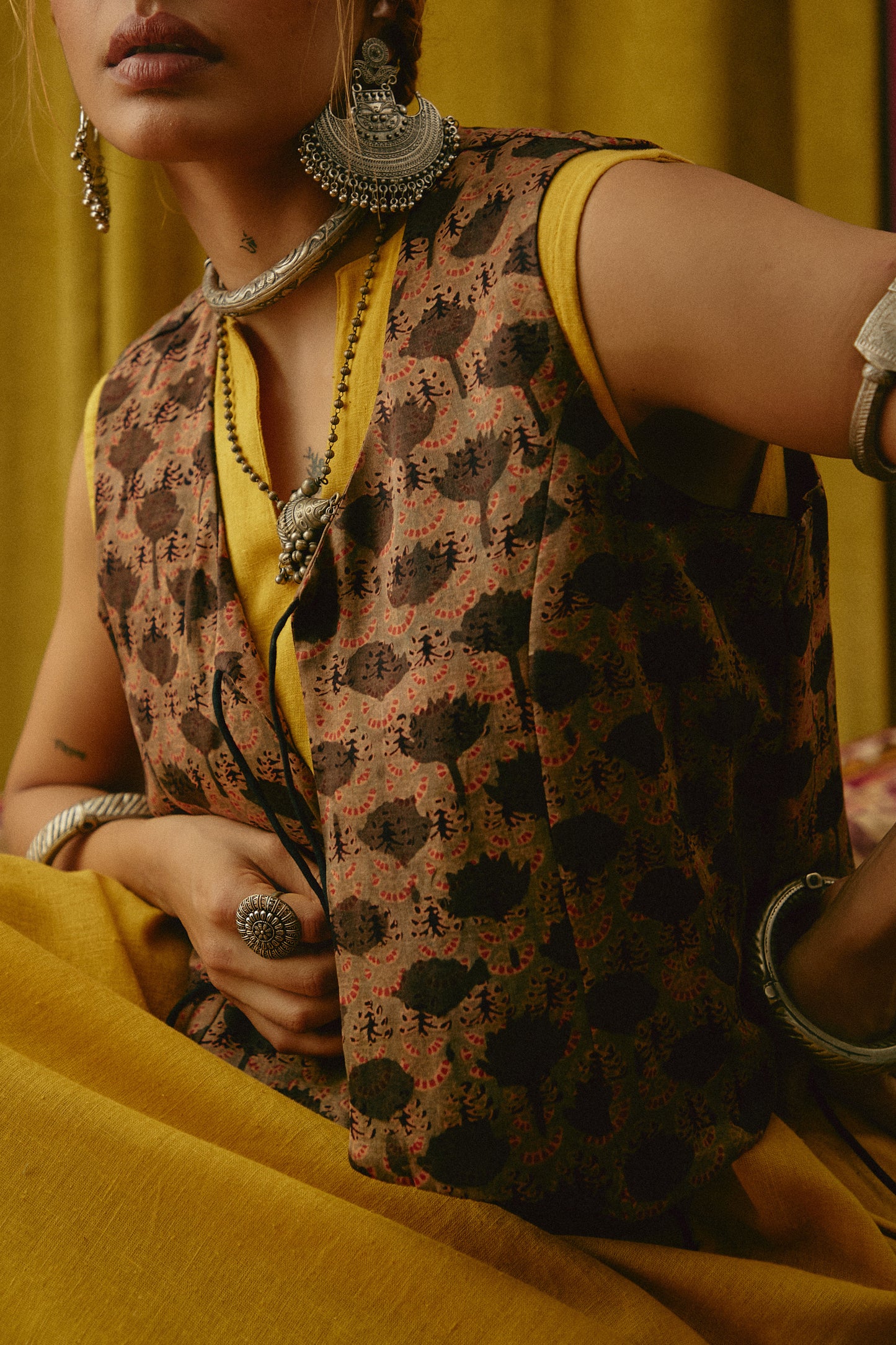 Reshmi Bagh Ajrakh waistcoat