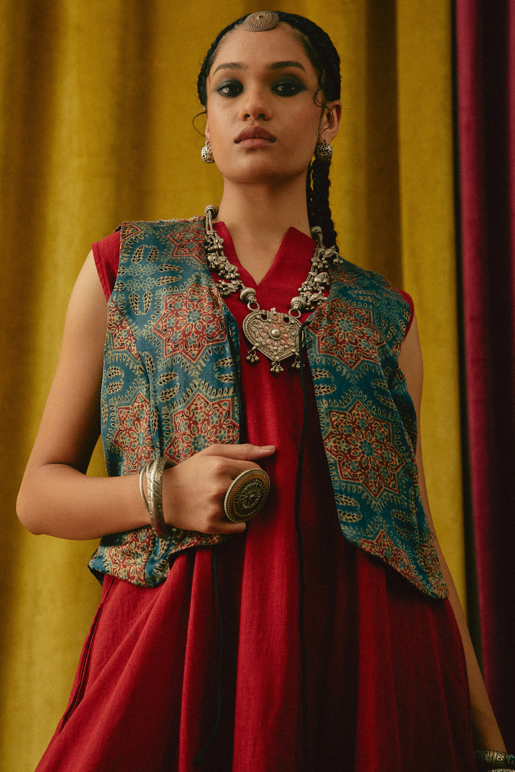 Reshmi Sitara Ajrakh waistcoat