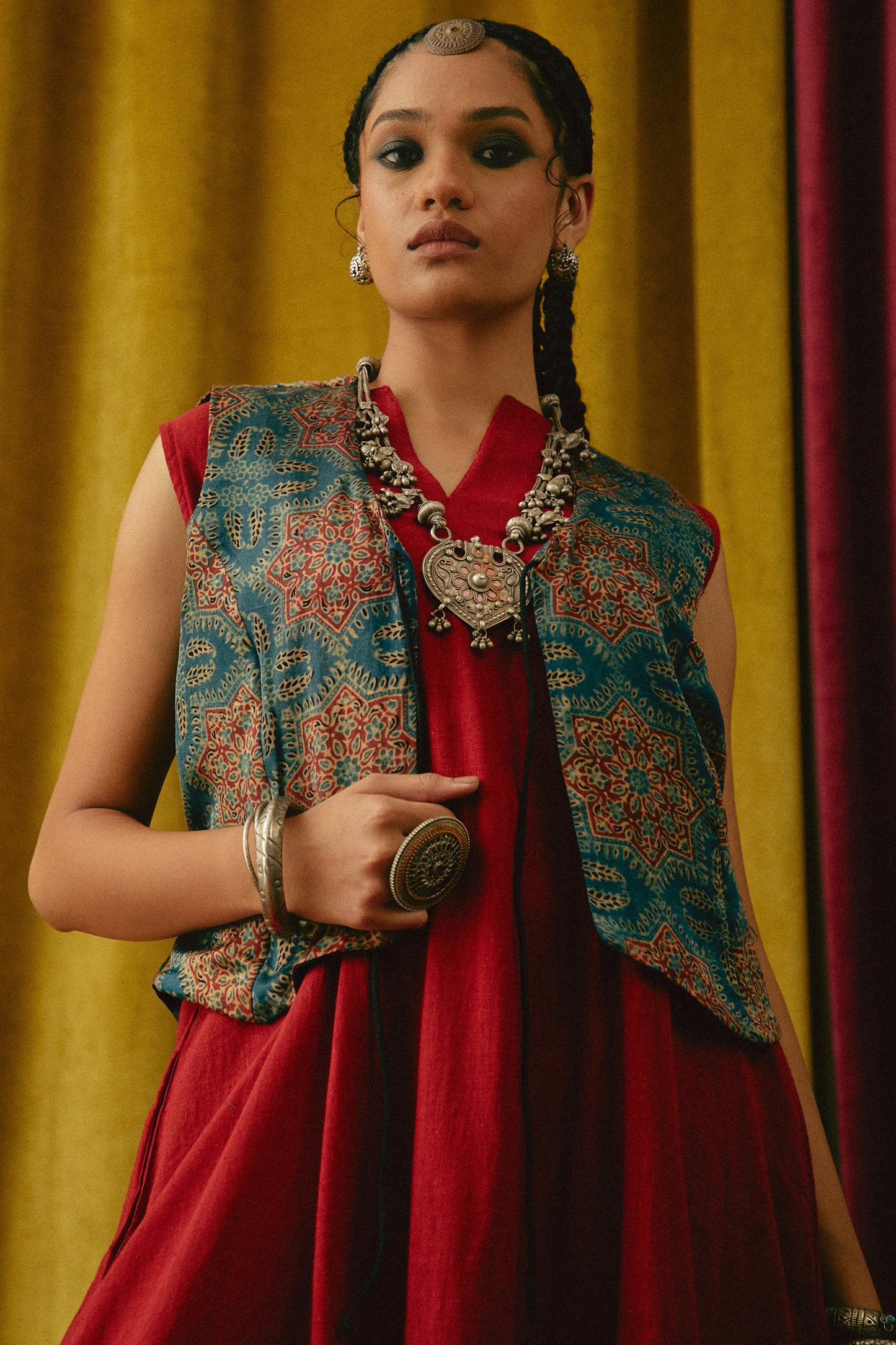Reshmi Sitara Ajrakh waistcoat