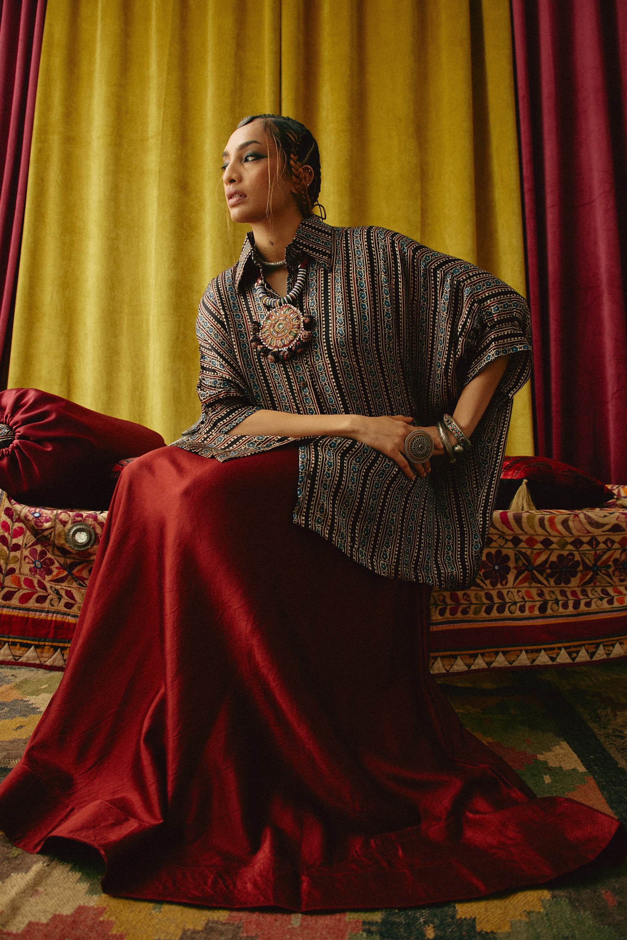 Kyari Ajrakh Collar Modal Shirt