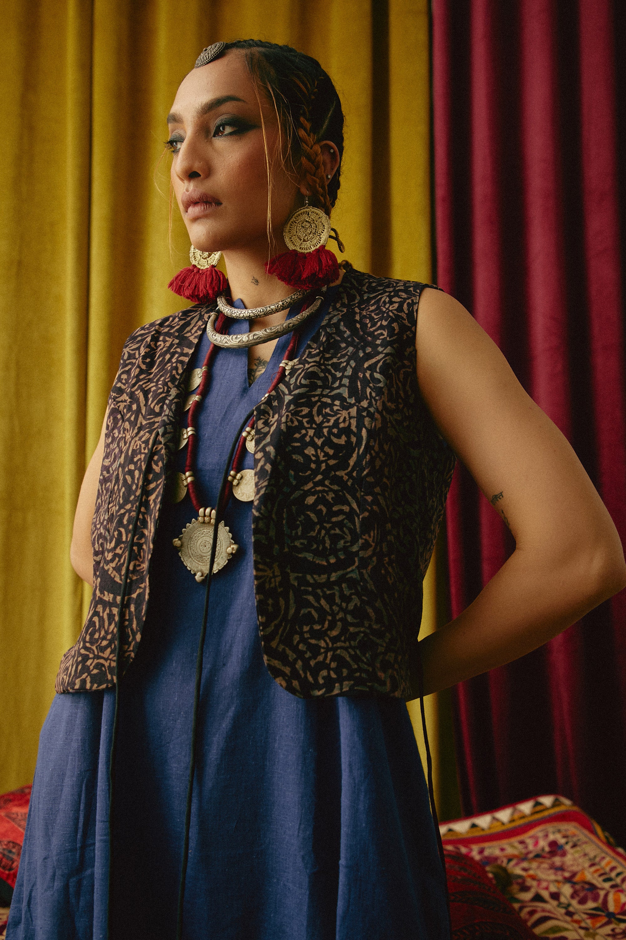 Reshmi Kashish Ajrakh waistcoat