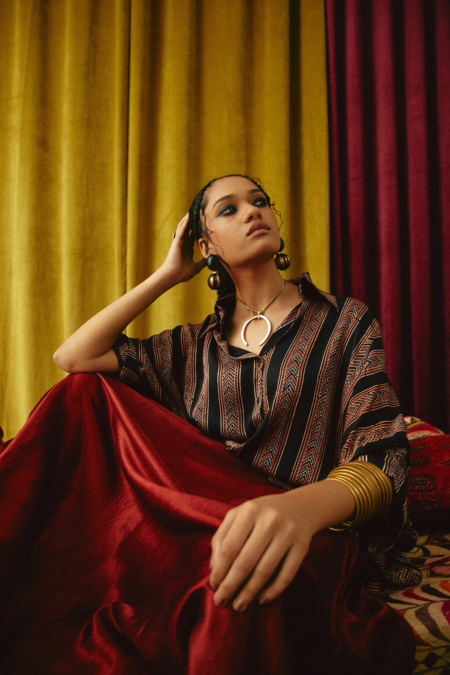 Teer Ajrakh Collar Modal Shirt