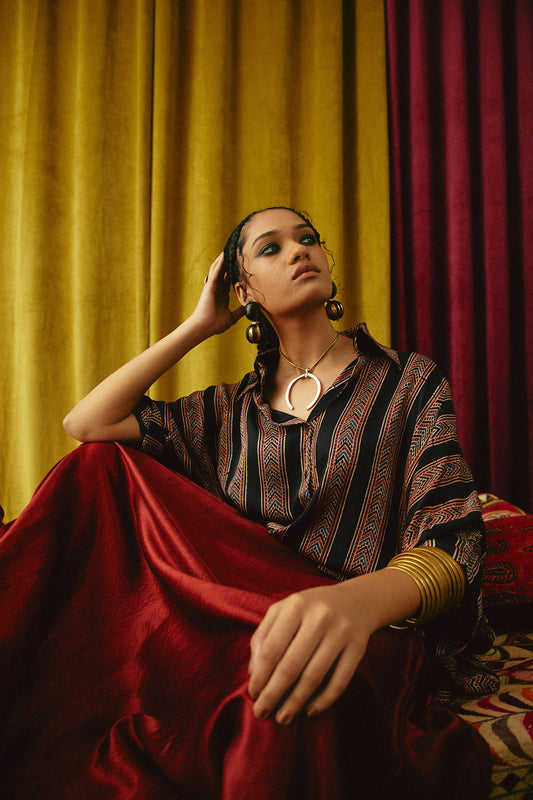 Teer Ajrakh Collar Modal Shirt