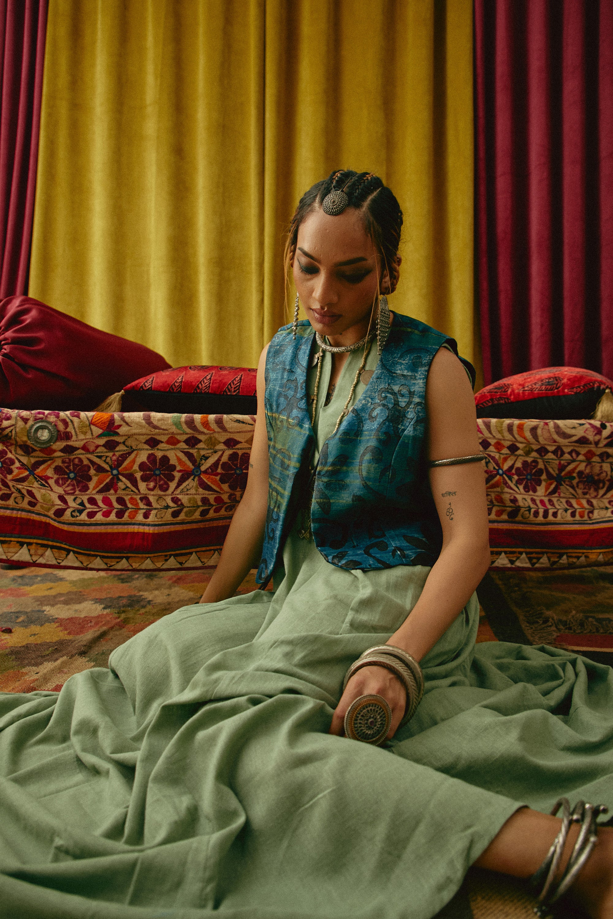 Mashru Leher Ajrakh waistcoat