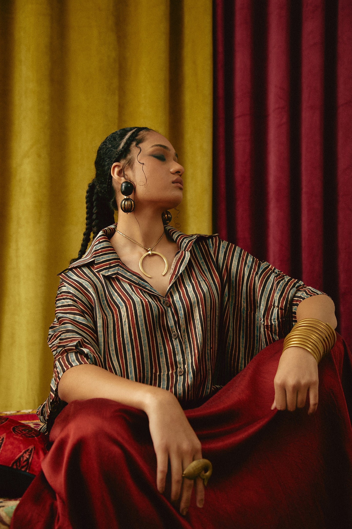 Anhad Neel Ajrakh  Collar Modal Shirt