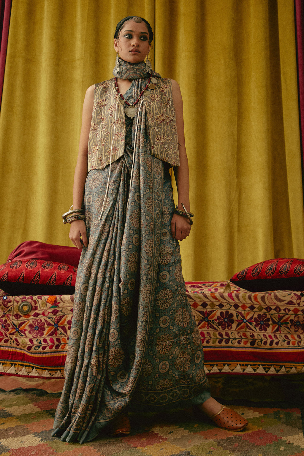 Sitara Rial Ajrakh Saree