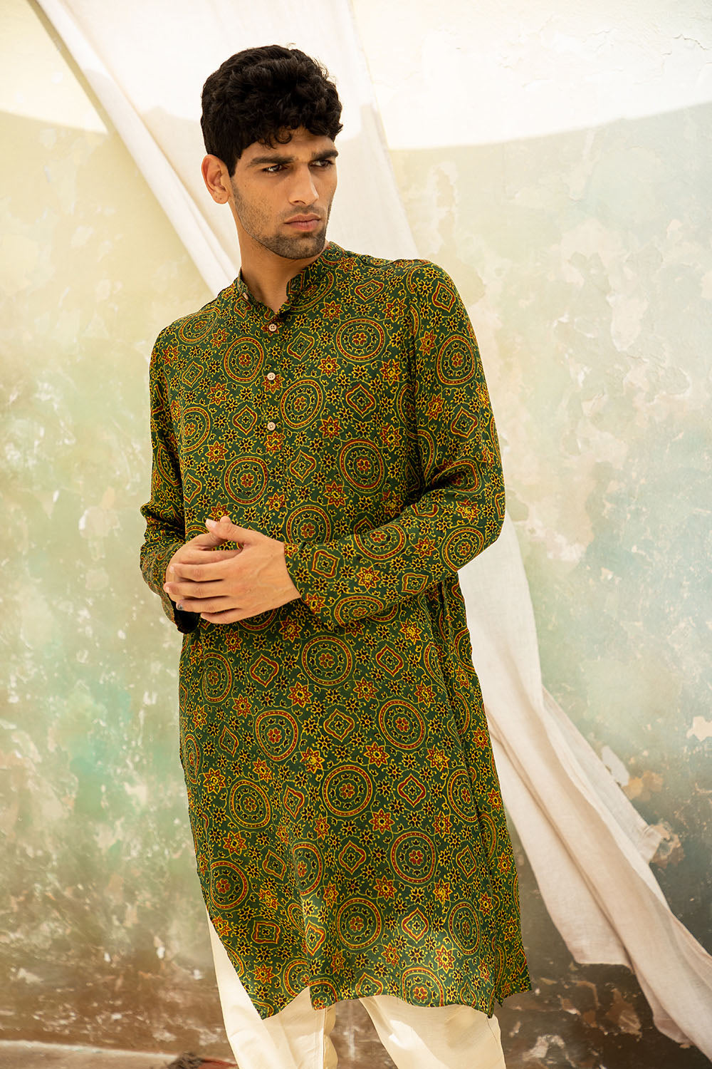 Qissa Green Modal Kurta