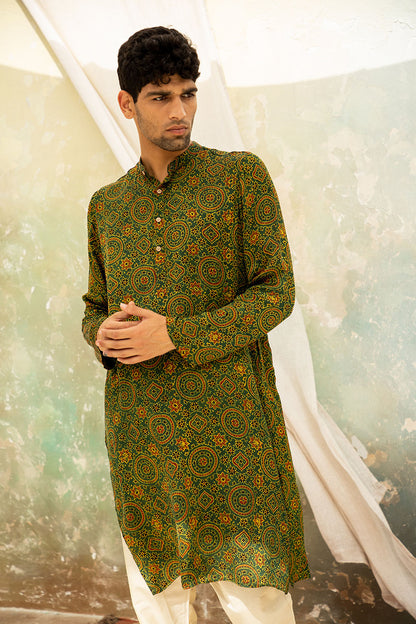 Qissa Green Modal Kurta