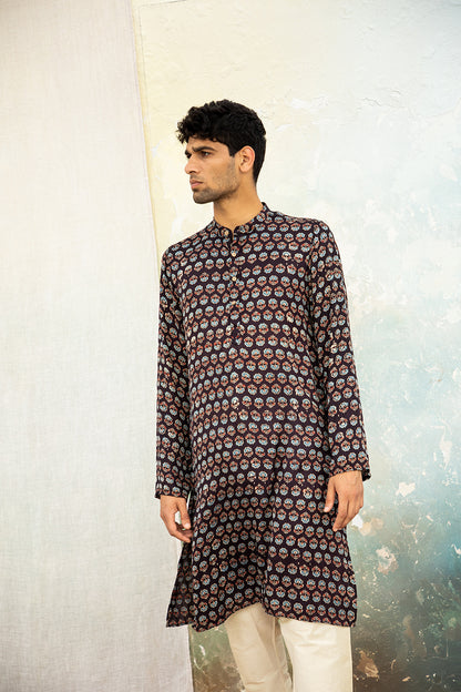 Phool Blue Modal Kurta