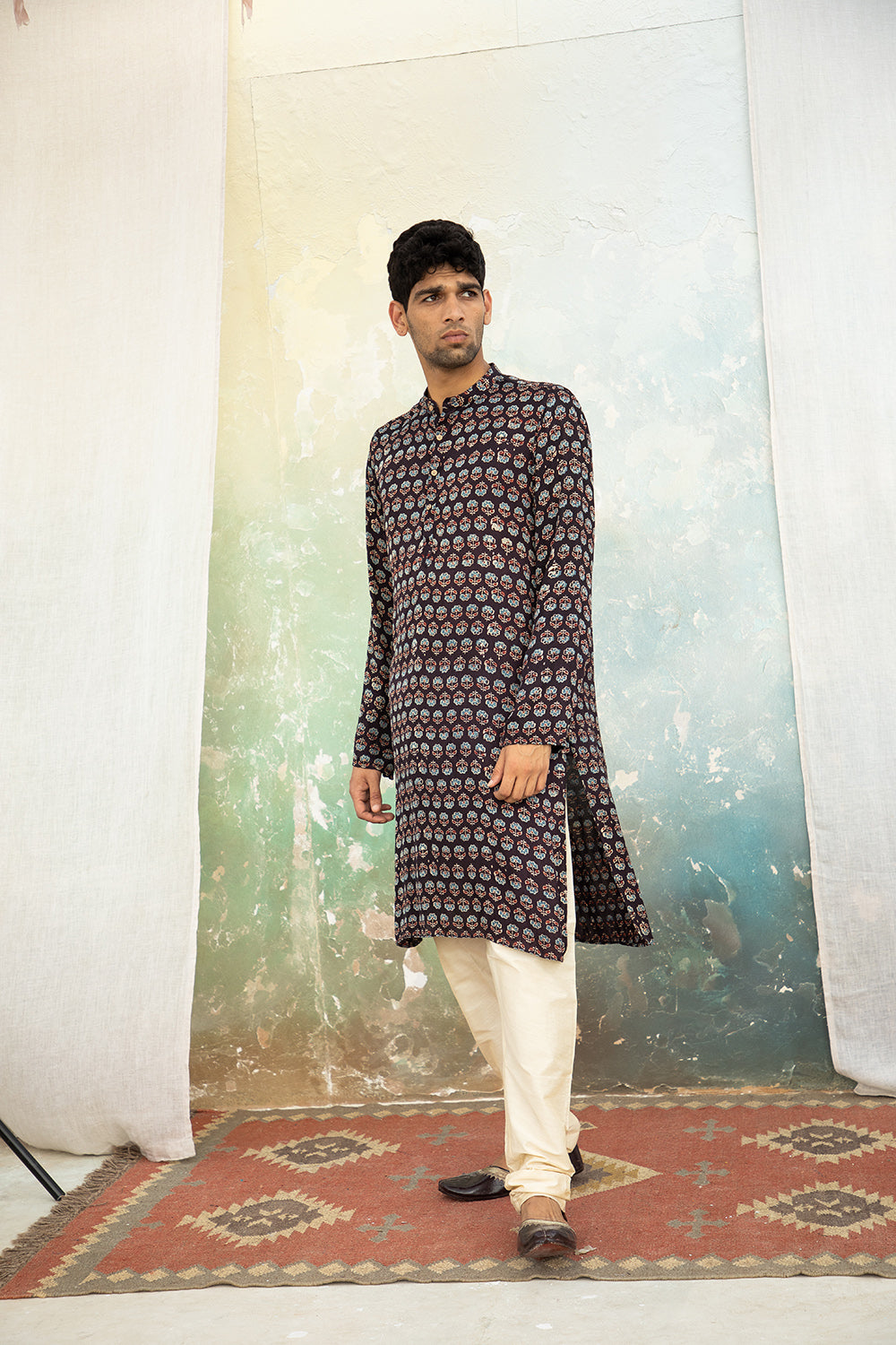 Phool Blue Modal Kurta