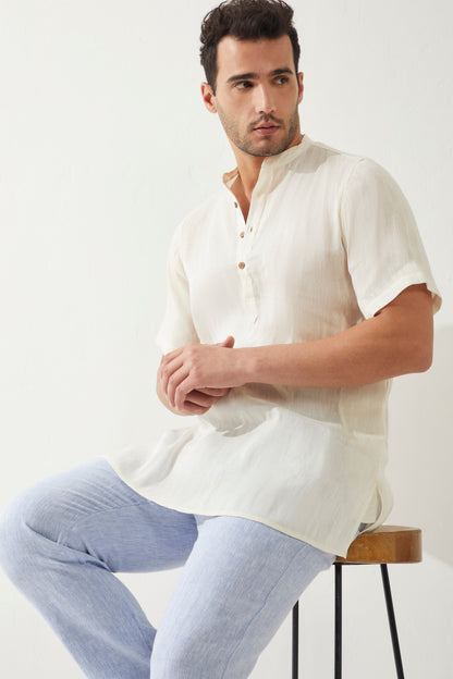 Shwet Half Sleeve Short Kurta