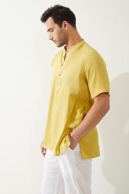 Kesariya Half Sleeve Short Kurta