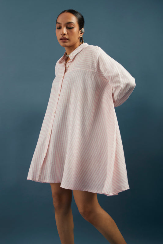 Pink Stripe Linen Tunic Shrug