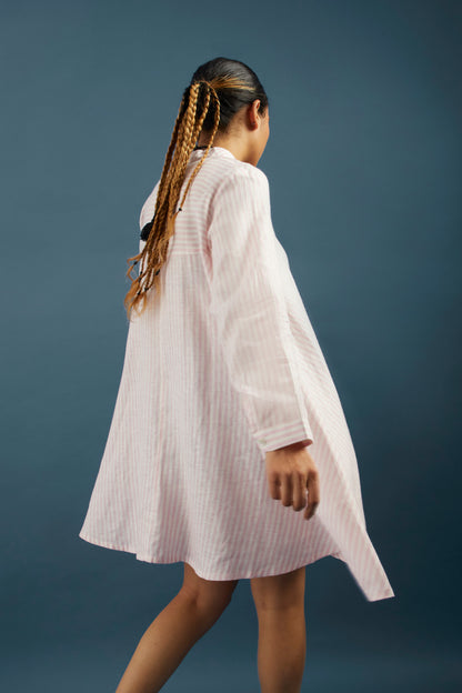 Pink Stripe Linen Tunic Shrug