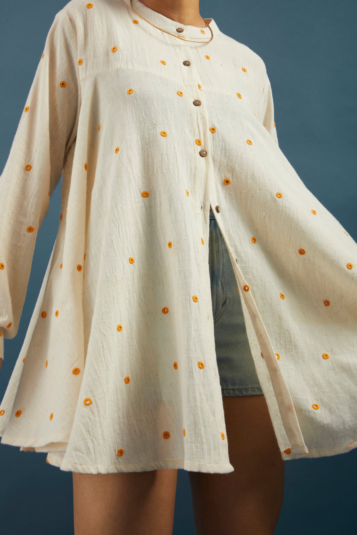 Yellow Mirror Kala Cotton Tunic Shrug