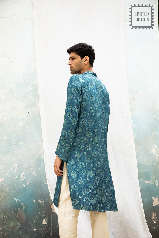 Kamal Blue Mashru Kurta