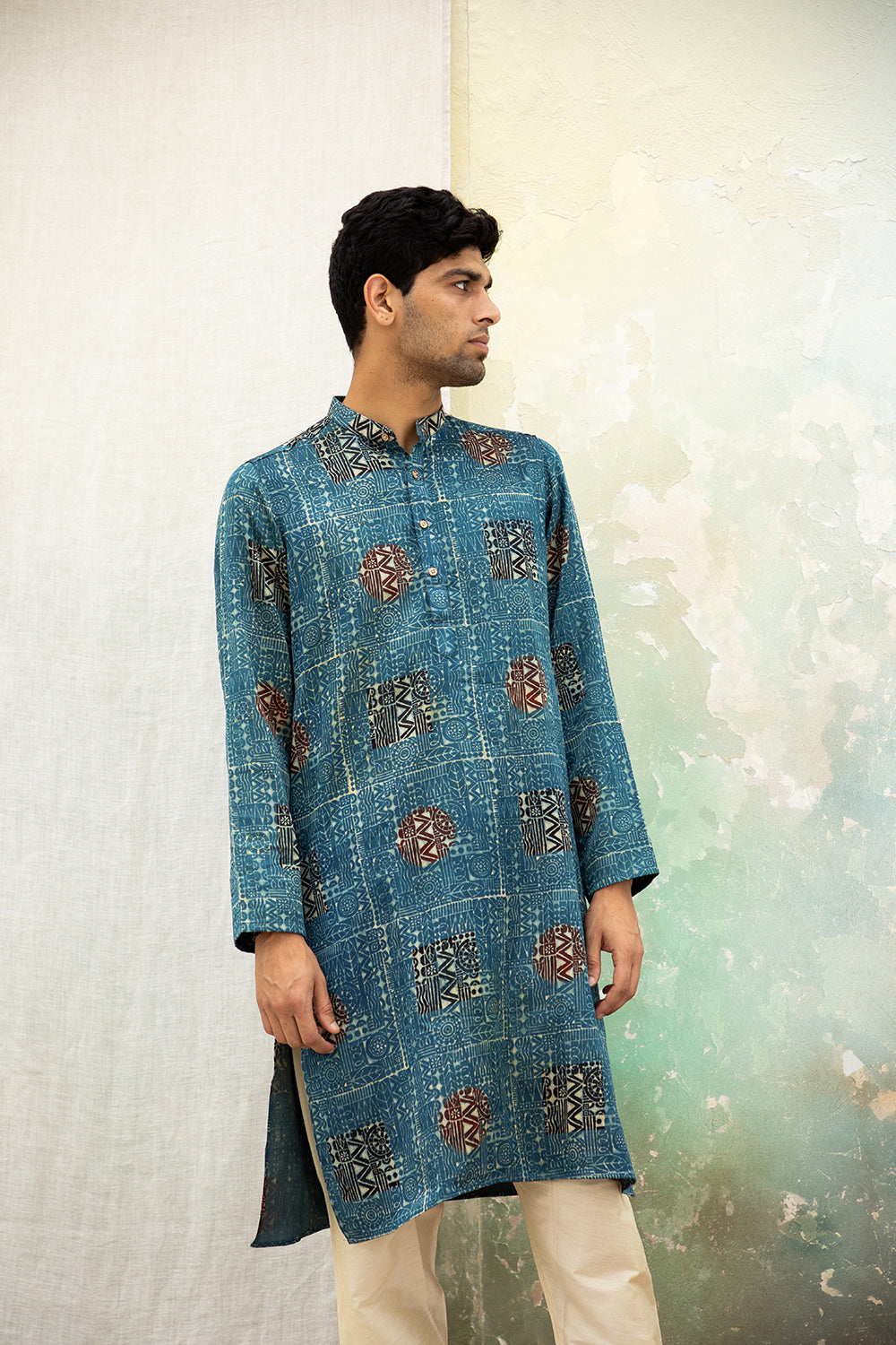 Karm Blue Mashru Kurta