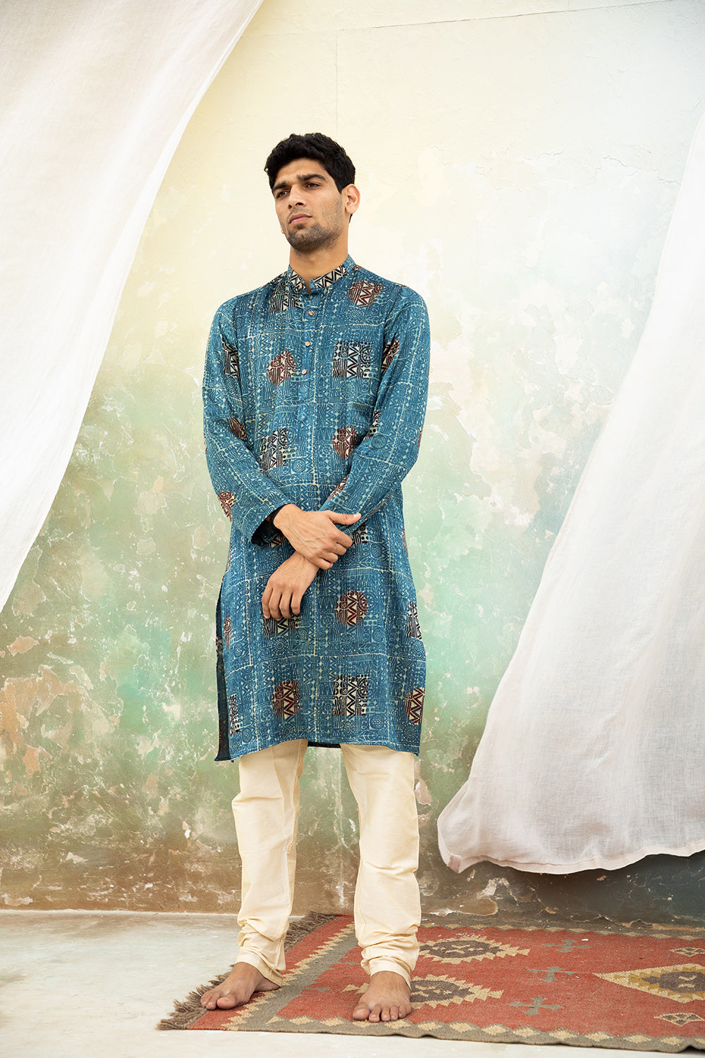Karm Blue Mashru Kurta