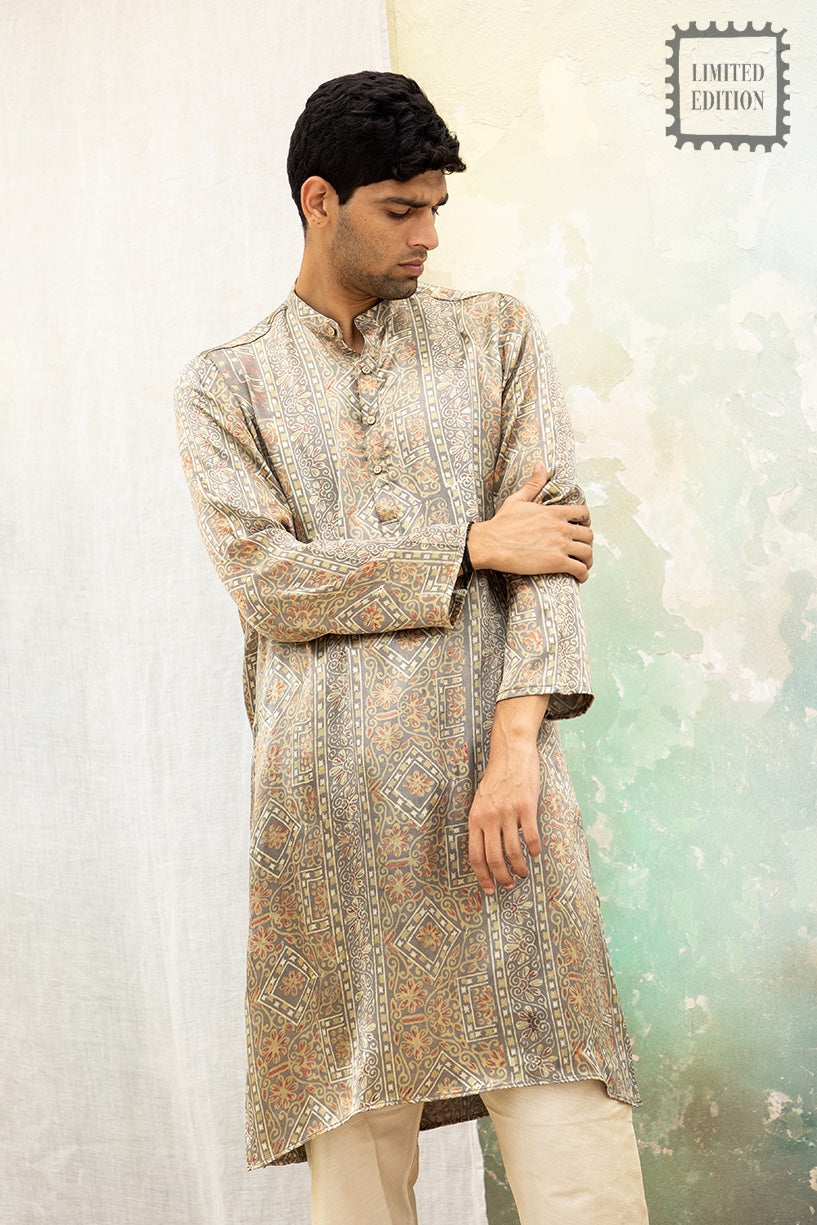 Naksh Silver Mashru Kurta