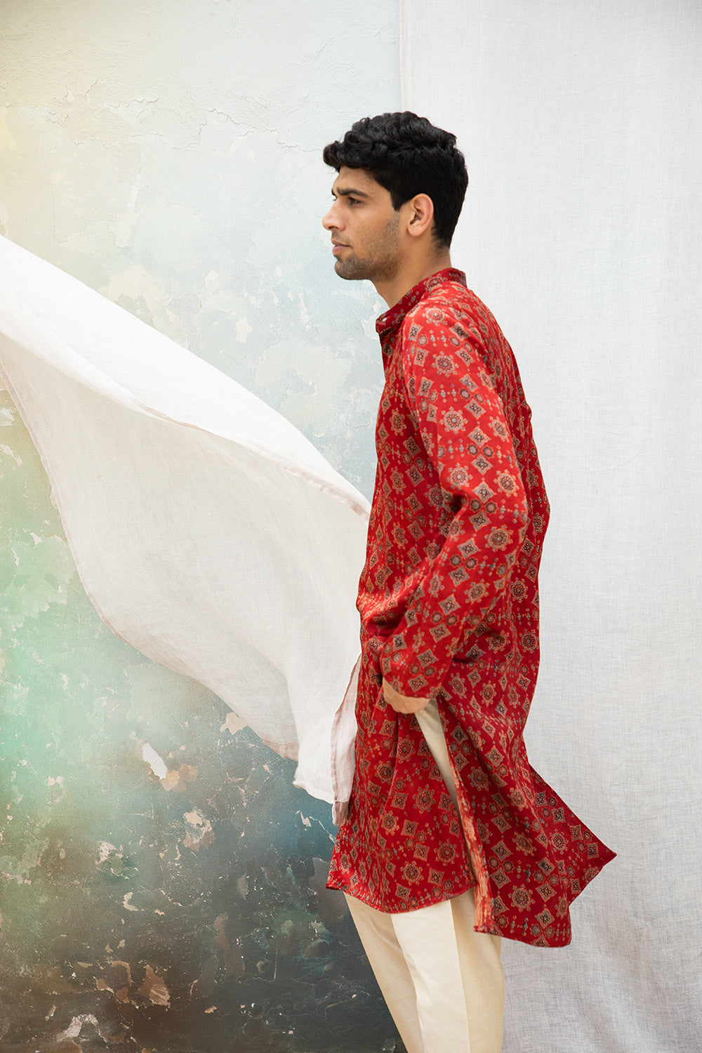 Roop Red Mashru Kurta