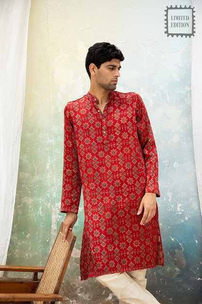 Roop Red Mashru Kurta