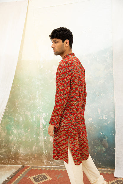 Pankh Red Modal Kurta