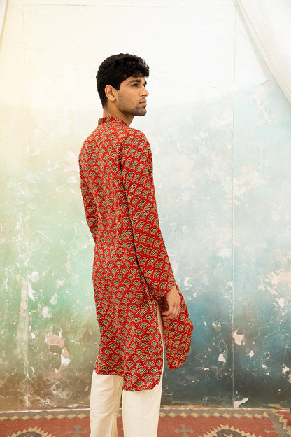 Pankh Red Modal Kurta