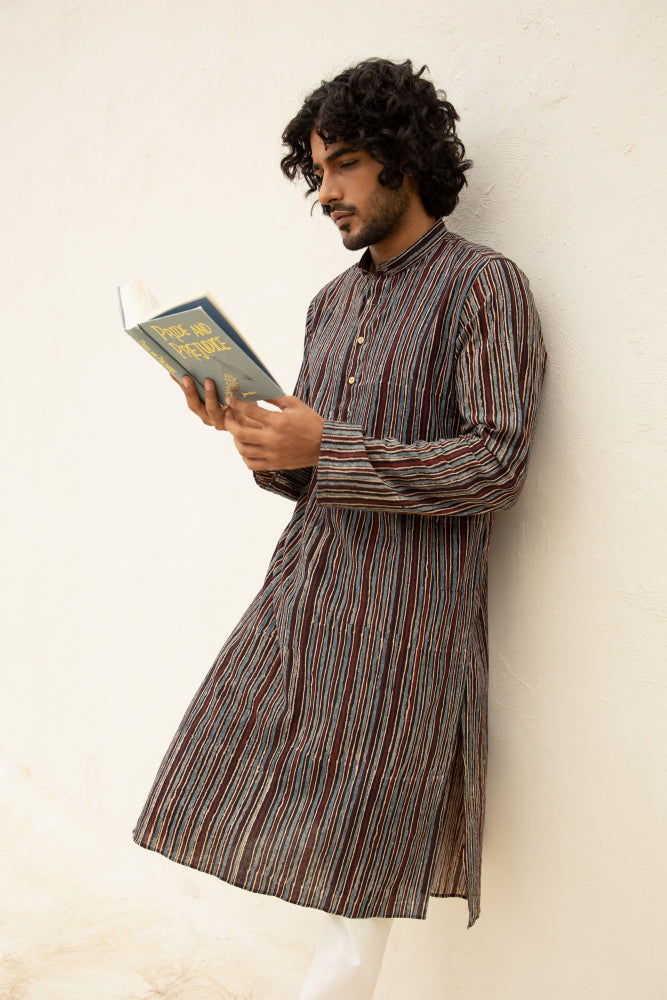 Anhad Cyan Cotton Kurta