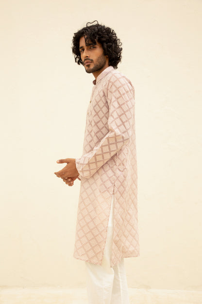 Cutwork Buti Pink Kurta