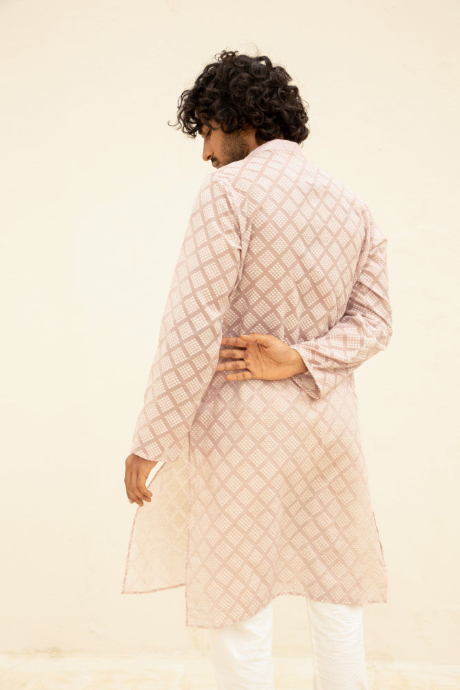 Cutwork Buti Pink Kurta