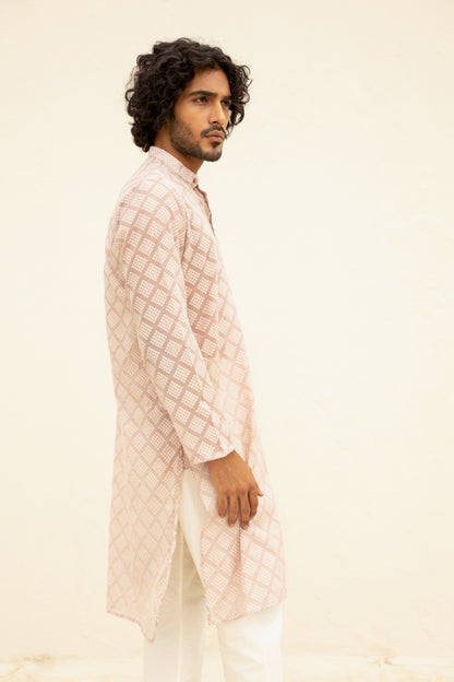 Cutwork Buti Pink Kurta