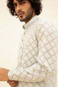 Cutwork Buti White Kurta