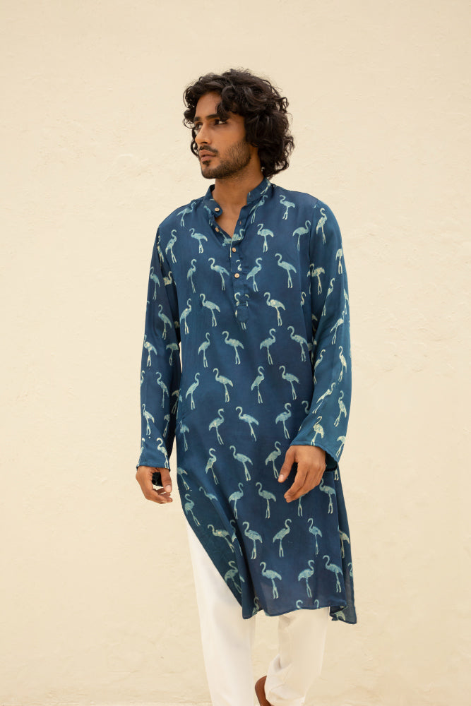 Surkhab Blue Modal Kurta