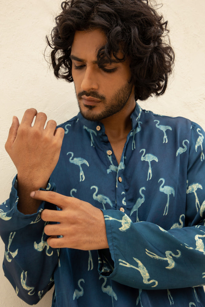 Surkhab Blue Modal Kurta