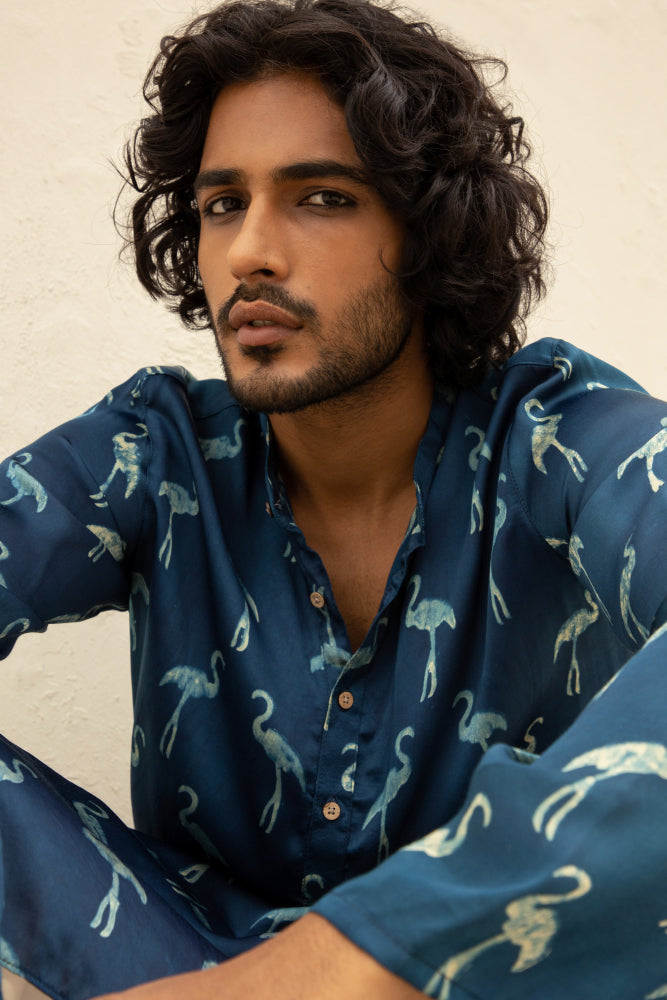 Surkhab Blue Modal Kurta