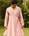 Rose Pink Pure Chanderi Angrakha (Minimal)
