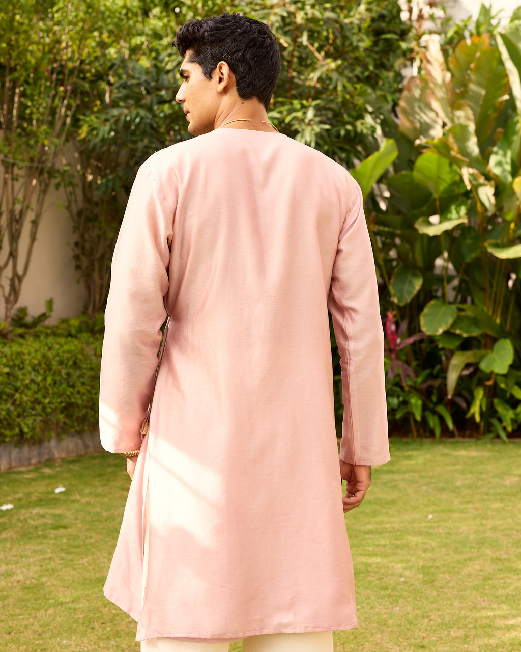 Rose Pink Pure Chanderi Angrakha (Minimal)