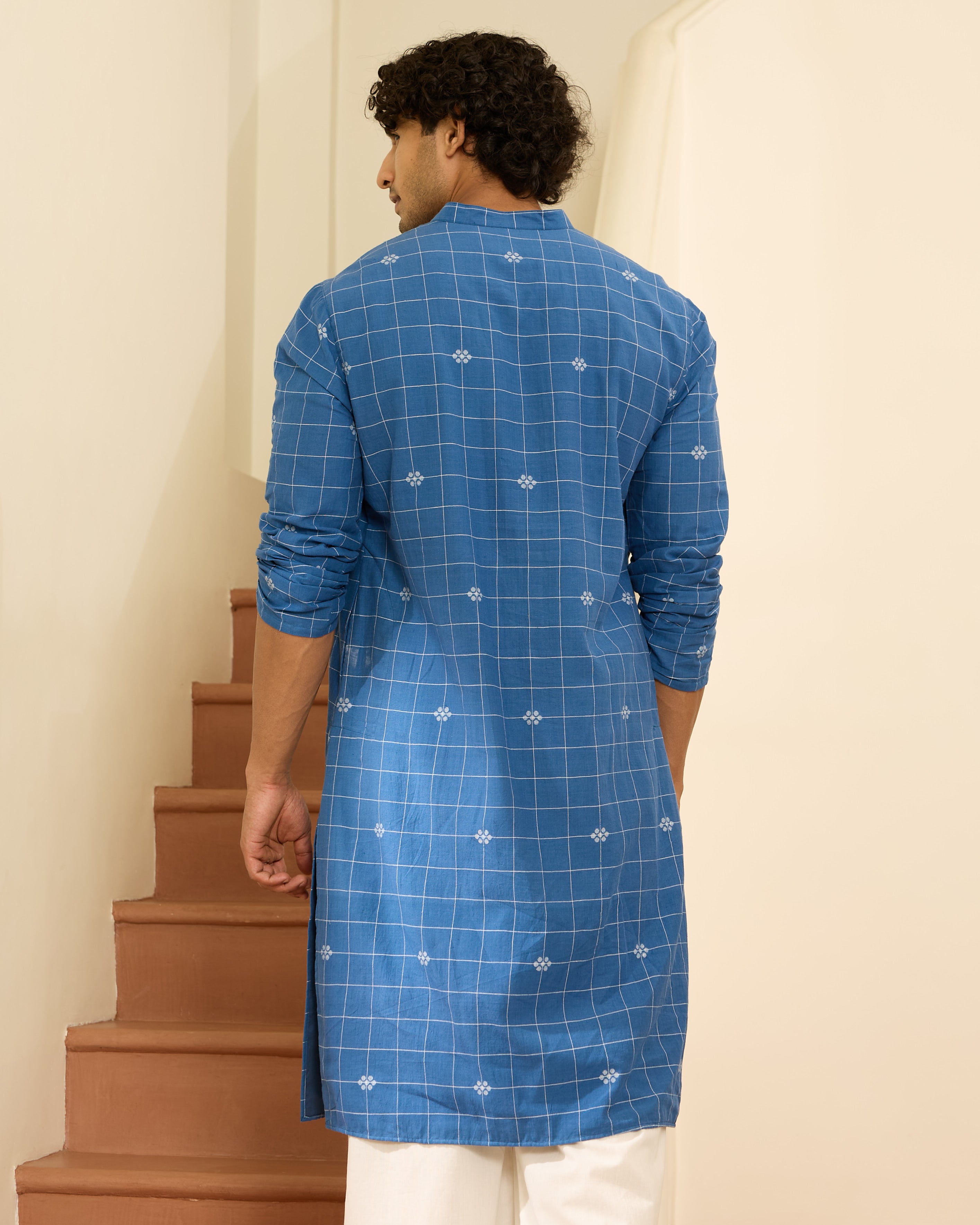 Neel Phul Jamdani Kurta
