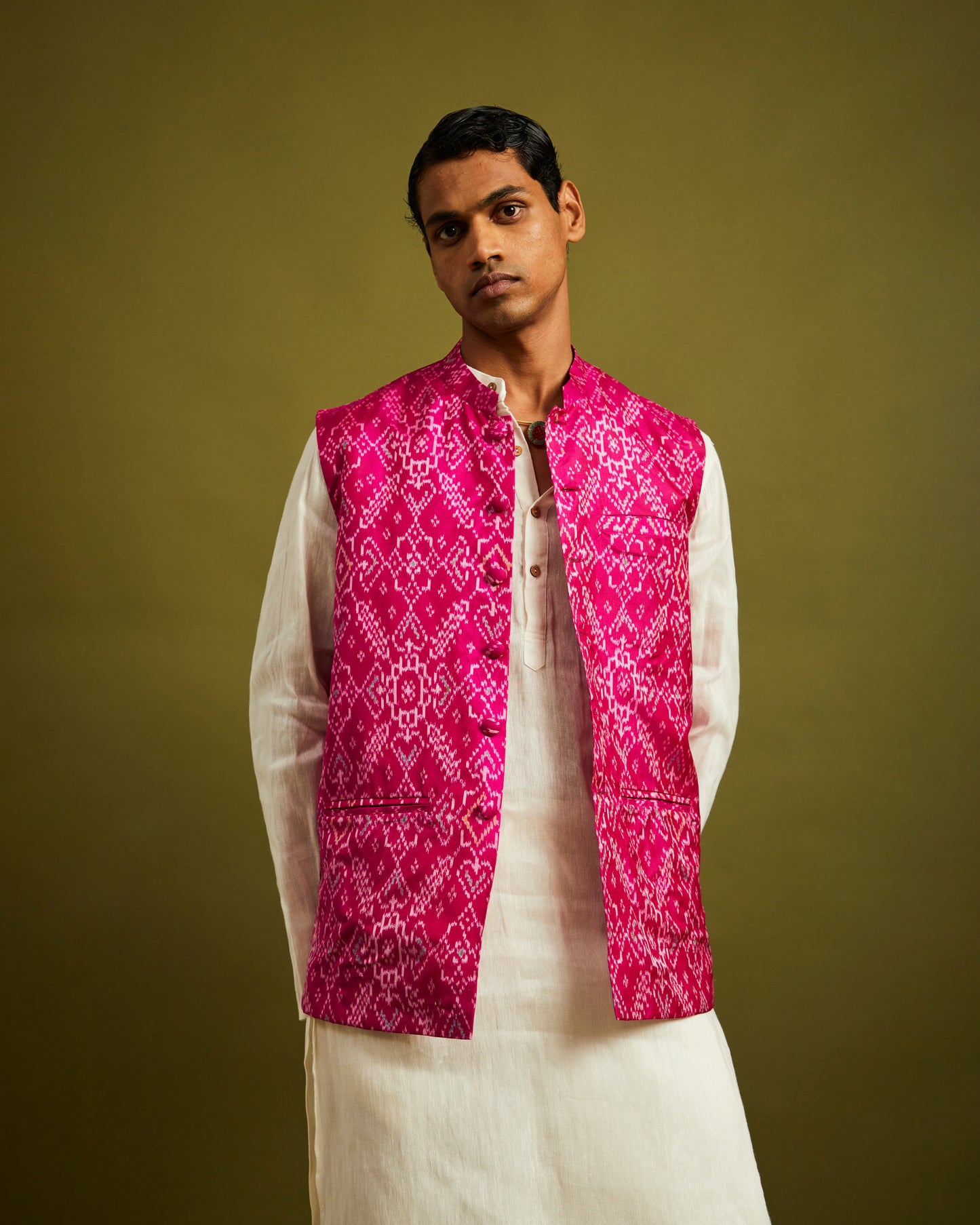 Manek Chowk Patan Patola Pink Bandi