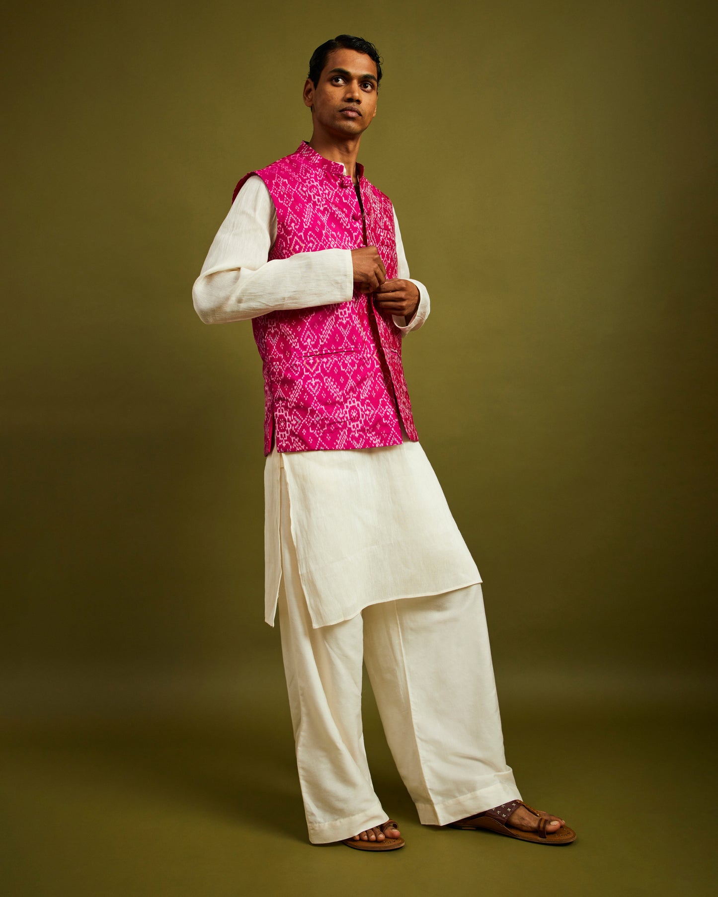 Manek Chowk Patan Patola Pink Bandi