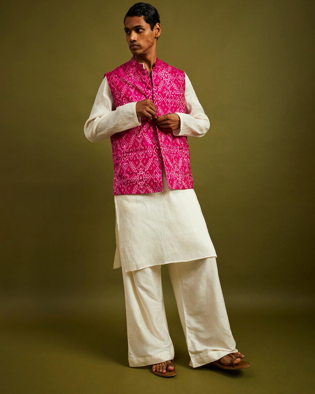 Manek Chowk Patan Patola Pink Bandi