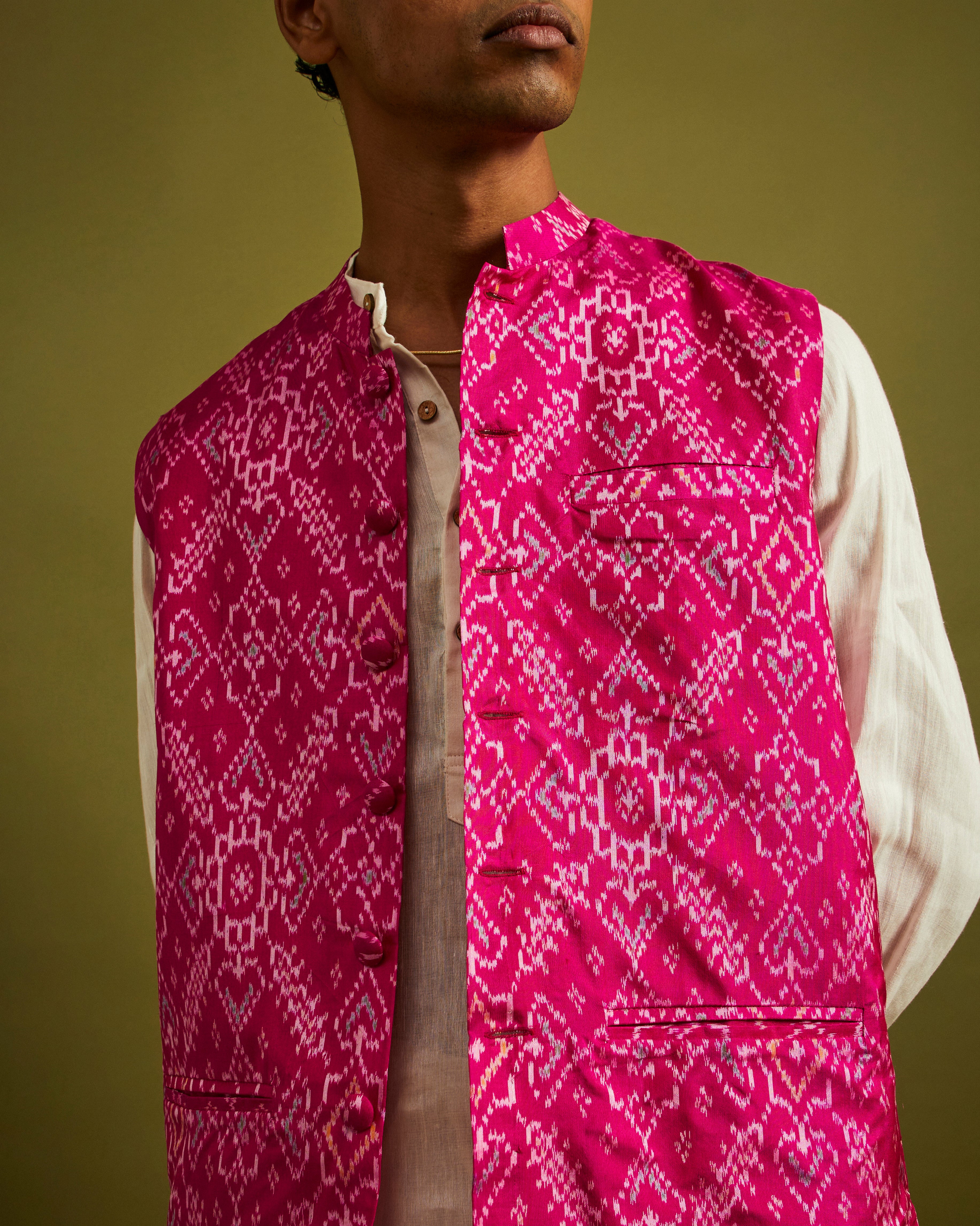 Manek Chowk Patan Patola Pink Bandi
