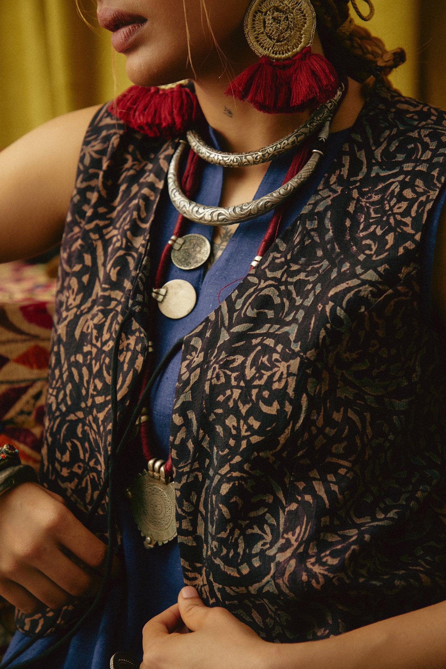 Reshmi Kashish Ajrakh waistcoat