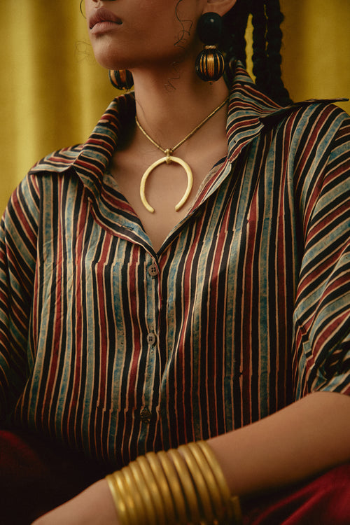 Anhad Neel Ajrakh  Collar Modal Shirt
