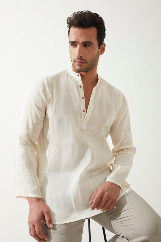 Shwet Full Sleeve Short Kurta