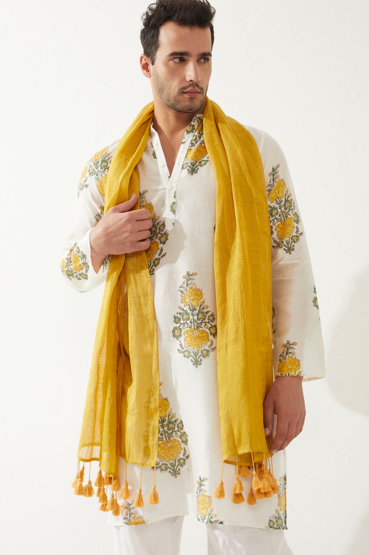 Yellow Stripe Tissue Modal Stole