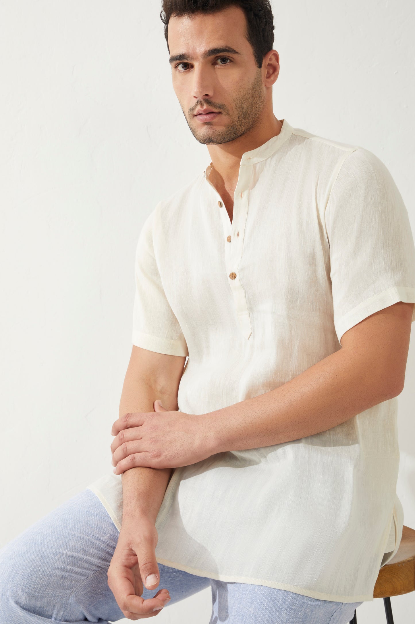 Shwet Half Sleeve Short Kurta